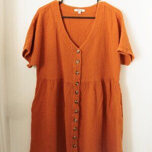 Madewell Lightspun Button Front Minidress XL